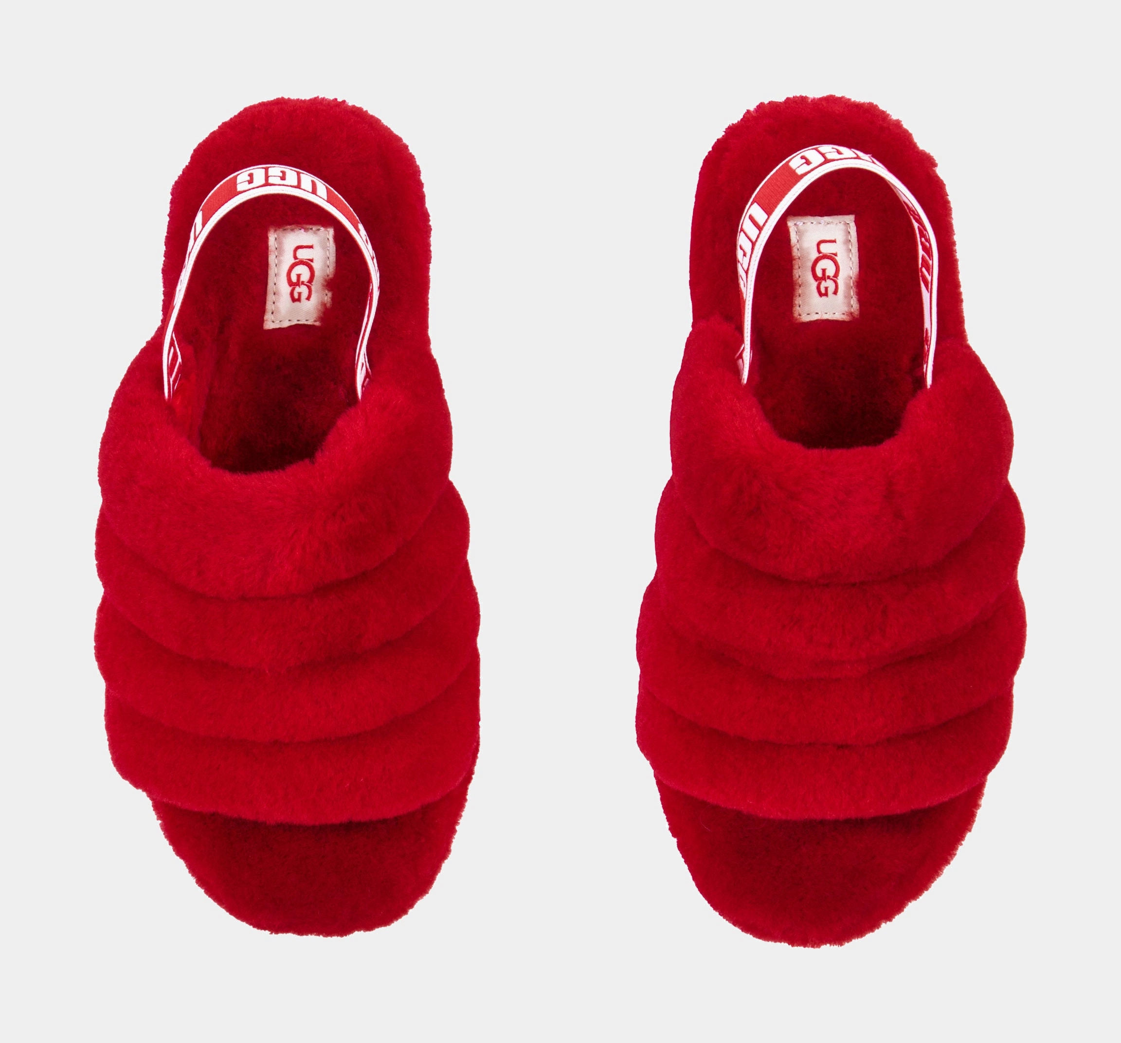 Fluff Yeah Grade School Slide on Sandals (Red) Ugg Mini Boot Styles