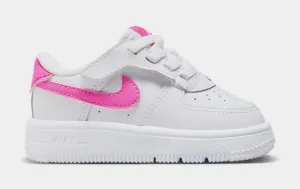 Force 1 Low EasyOn Infant Toddler Lifestyle Shoes (White/Laser Fuchsia) nike air force 1 timeless streetwear shoes