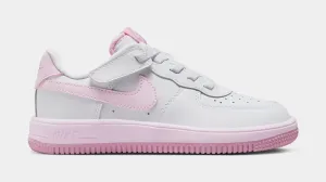 Force 1 Low EasyOn Preschool Lifestyle Shoes (White/Pink Foam/Elemental Pink) nike air force 1 timeless streetwear shoes
