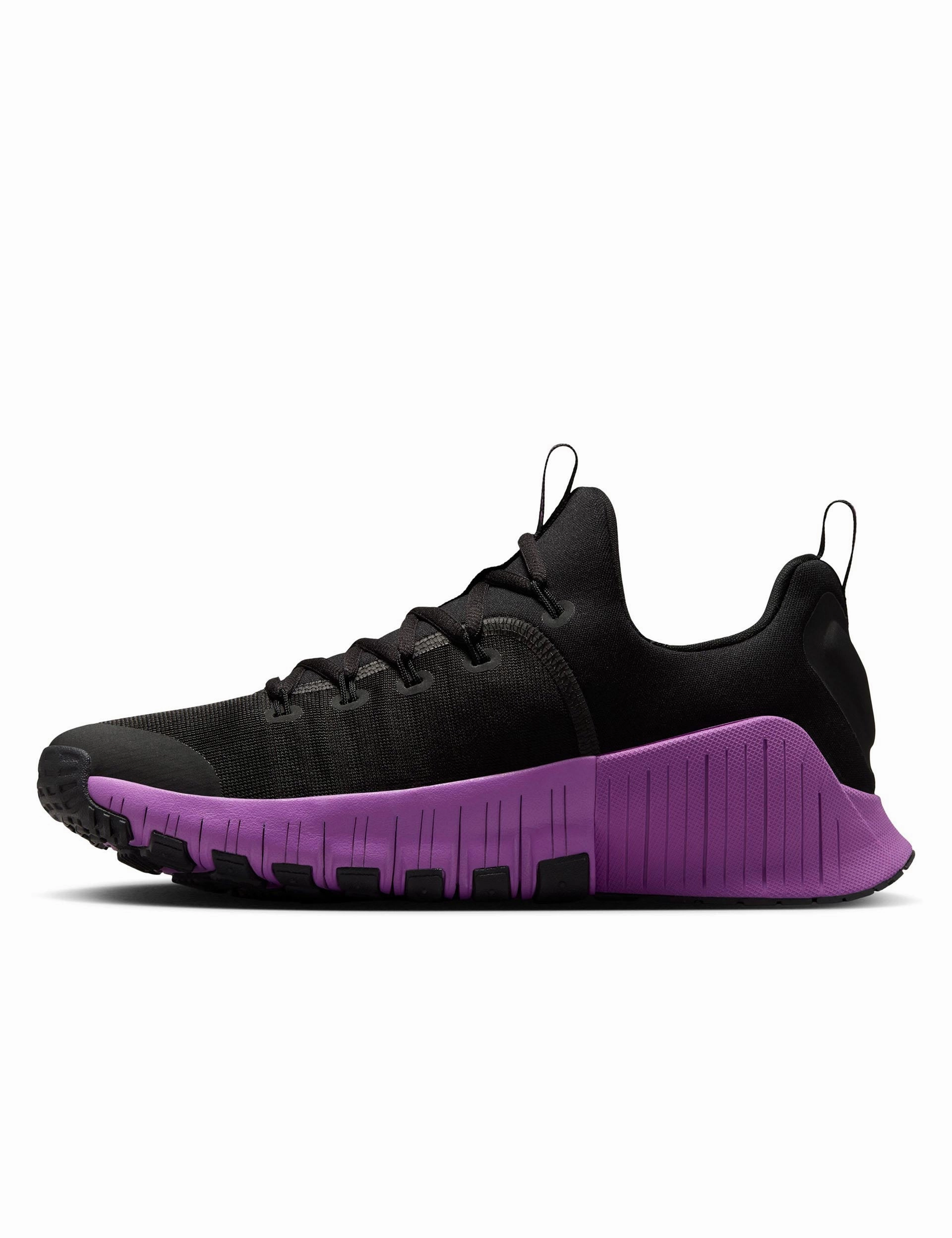 Free Metcon 6 Shoes - Black/Vivid Purple Nike women's stylish athletic footwear