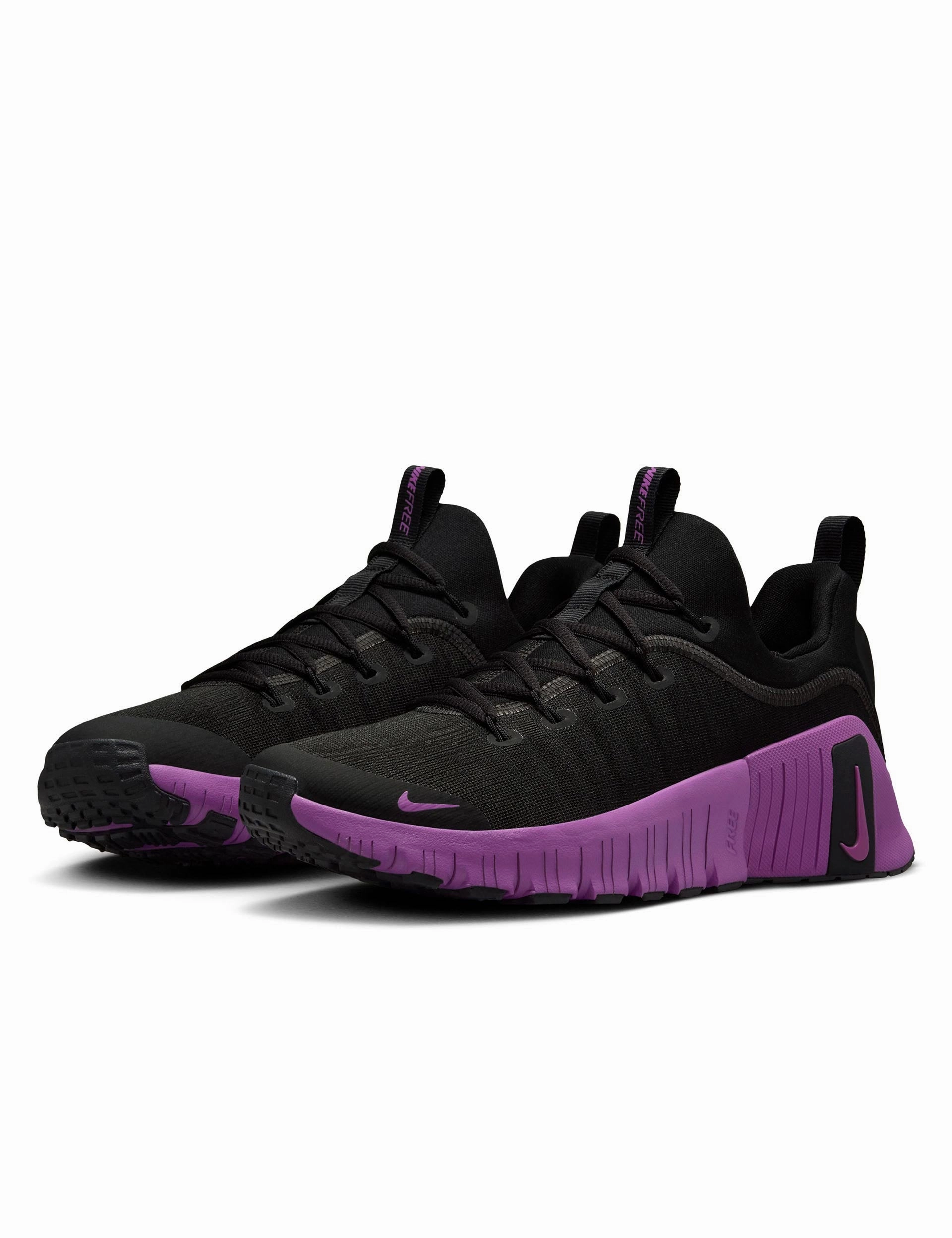 Free Metcon 6 Shoes - Black/Vivid Purple Nike women's stylish athletic footwear