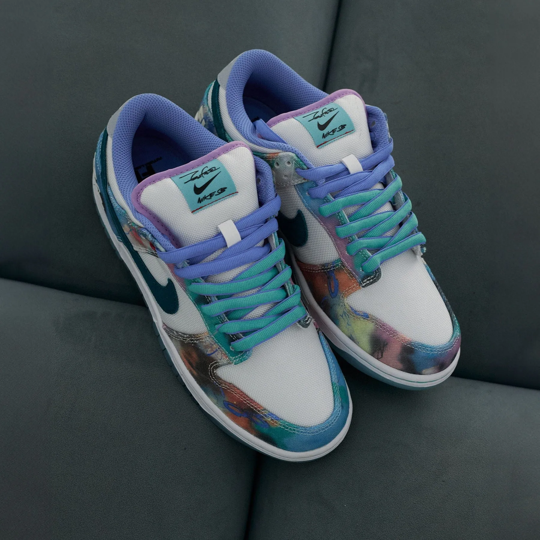 Futura Laboratories x Nike Dunk SB Low 'Bleached Aqua' Nike Dunk stylish shoes