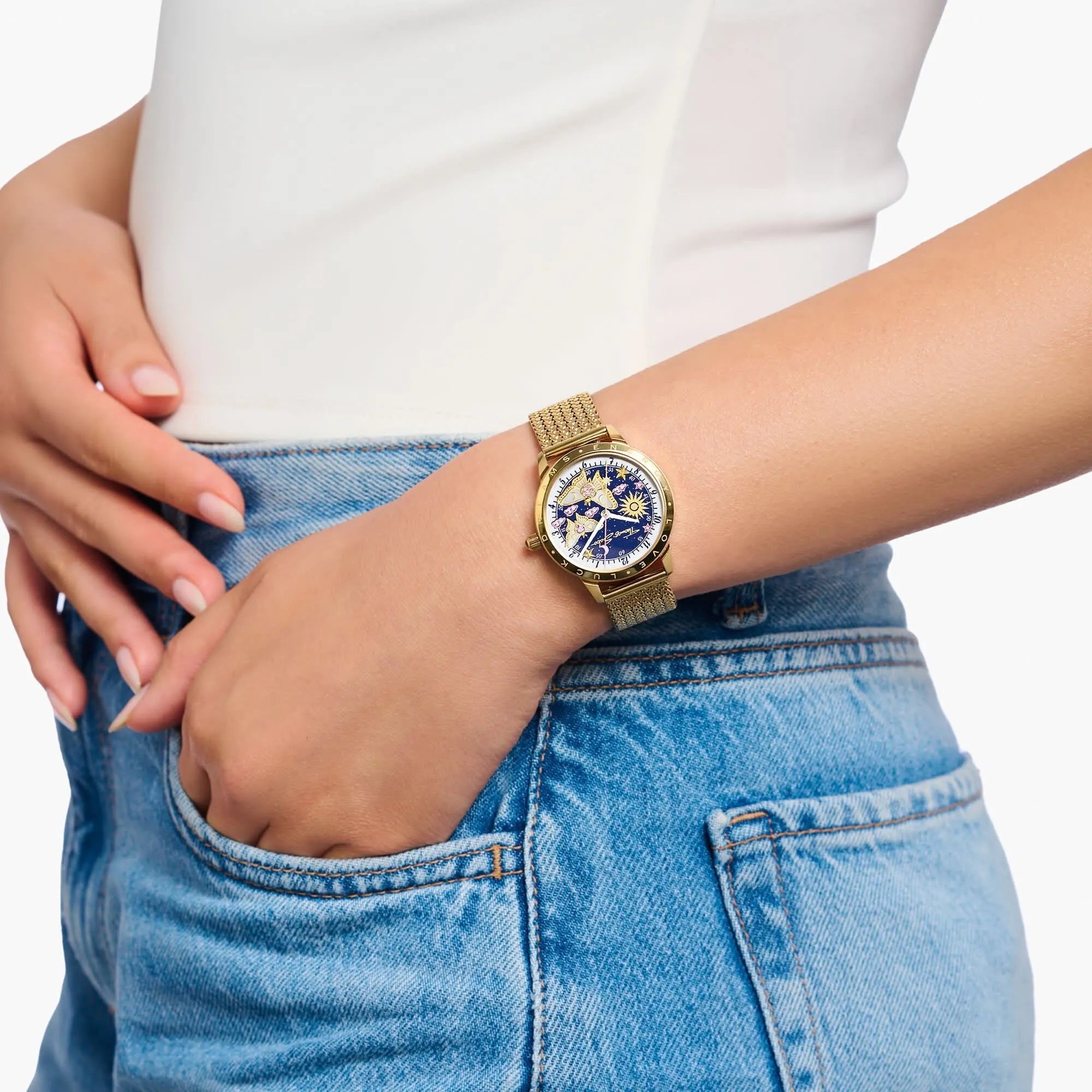 Gold-Coloured Women's Butterfly Watch WA0430-291-207