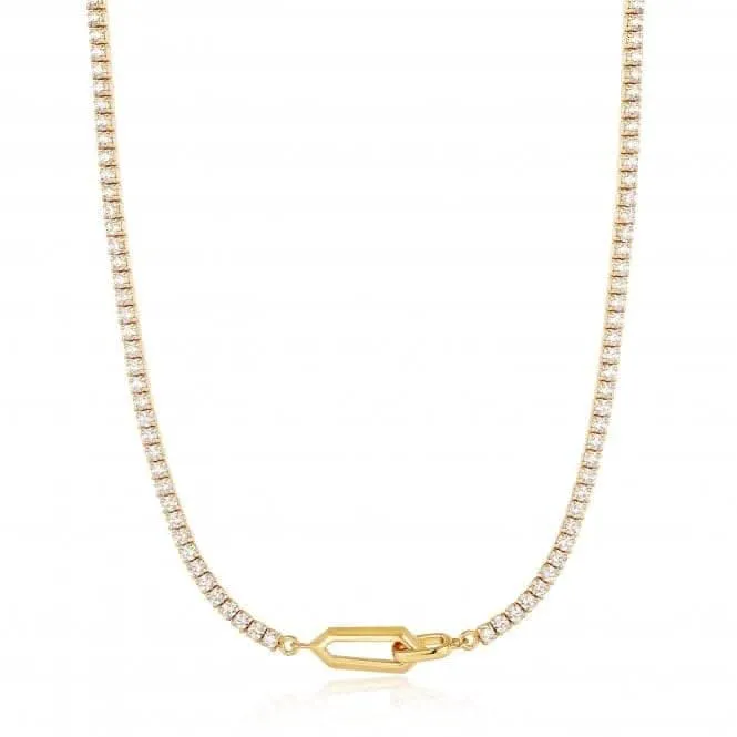 Gold Sparkle Chain Interlock Necklace N041-03G-W Ania Haie Jewellery