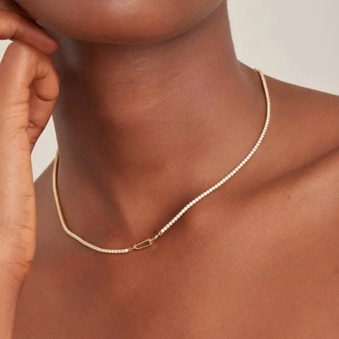 Gold Sparkle Chain Interlock Necklace N041-03G-W Ania Haie Jewellery