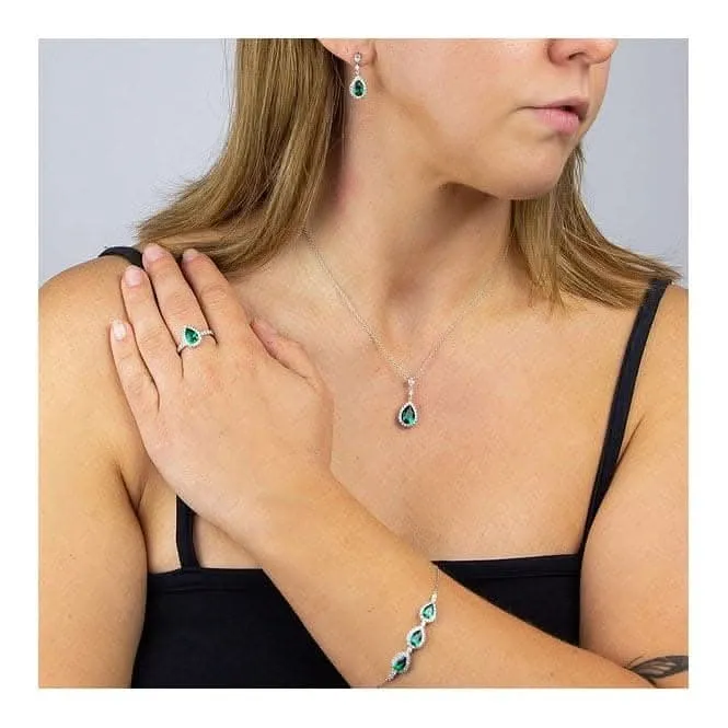 Green Teardrop Pave Surround Earrings E6053 Diamonfire Jewellery