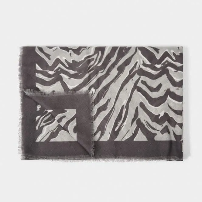 Grey Zebra Scarf Charcoal / Pale Grey KLS423 Katie Loxton Jewelry And Accessories