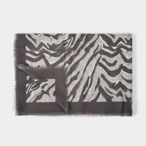 Grey Zebra Scarf Charcoal / Pale Grey KLS423 Katie Loxton Jewelry And Accessories