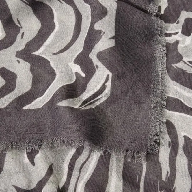 Grey Zebra Scarf Charcoal / Pale Grey KLS423 Katie Loxton Jewelry And Accessories