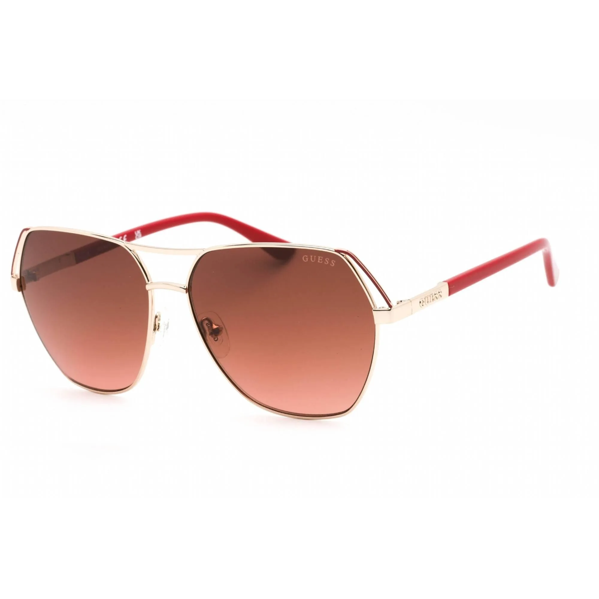 Guess Unisex Sunglasses - Brown Gradient Lens Gold Aviator Metal Frame | GU7825 32F Guess Sunglasses