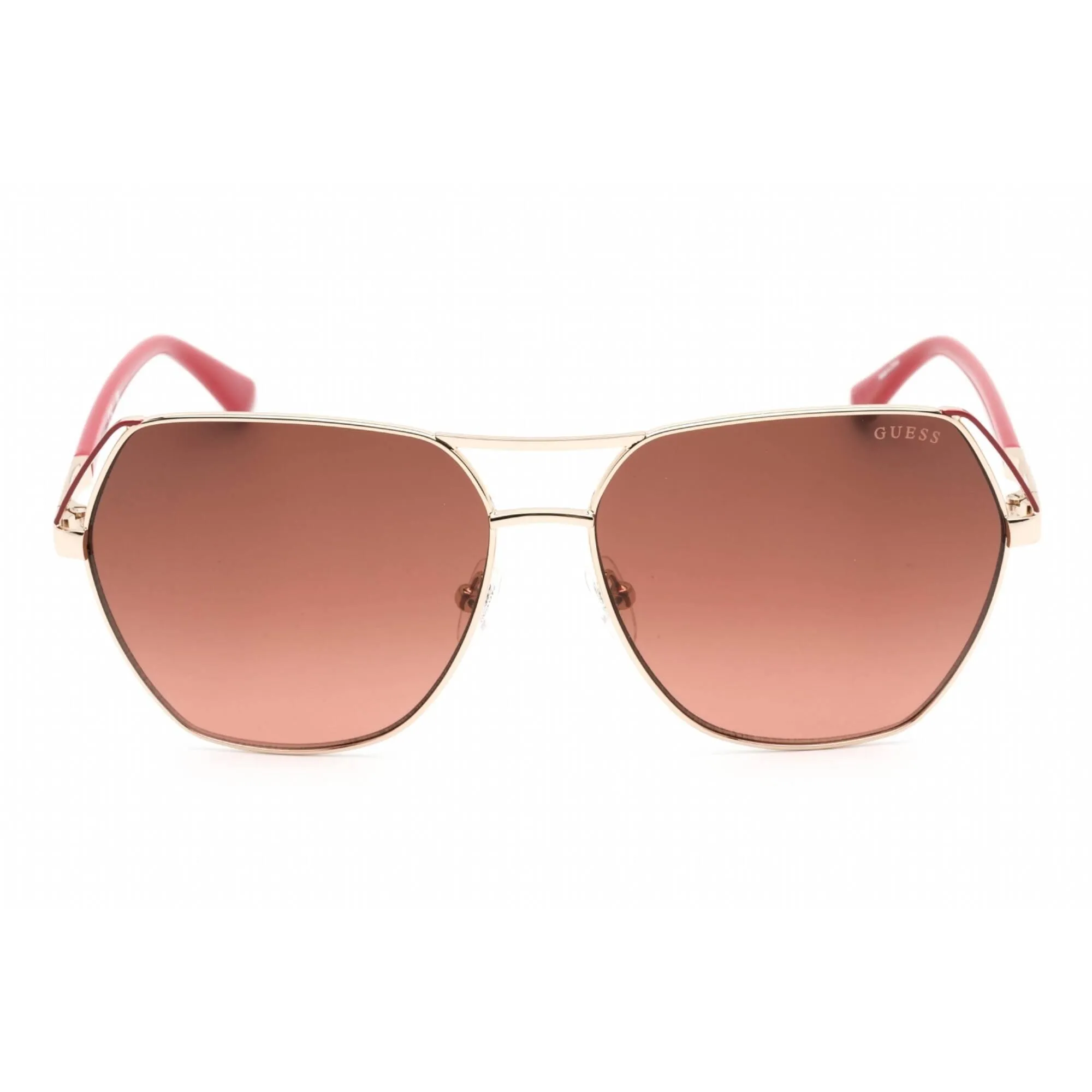 Guess Unisex Sunglasses - Brown Gradient Lens Gold Aviator Metal Frame | GU7825 32F Guess Sunglasses