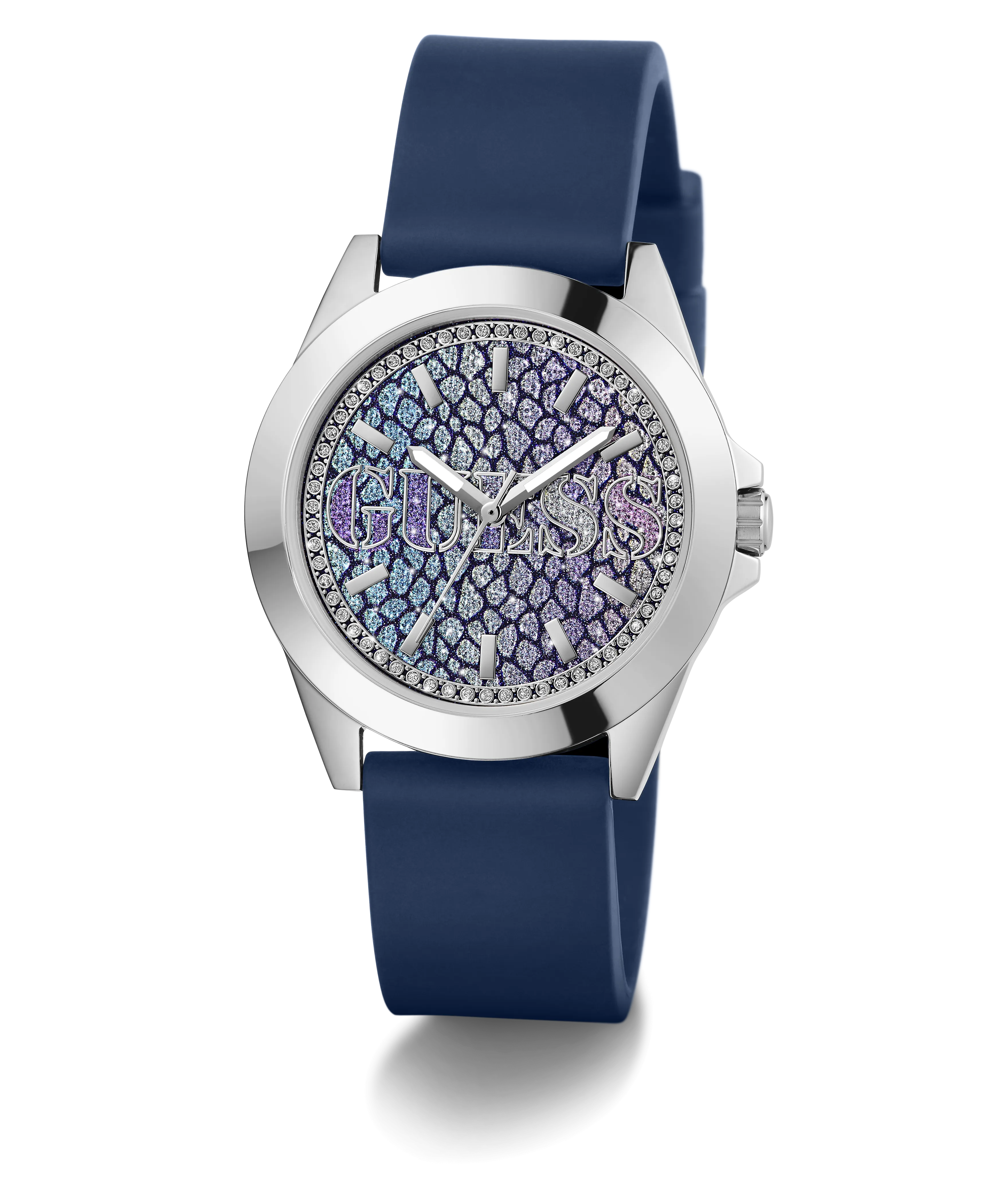 Guess Womens/Mens Silver Watches GUESS Ladies Blue Silver Tone Analog Watch
