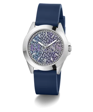Guess Womens/Mens Silver Watches GUESS Ladies Blue Silver Tone Analog Watch