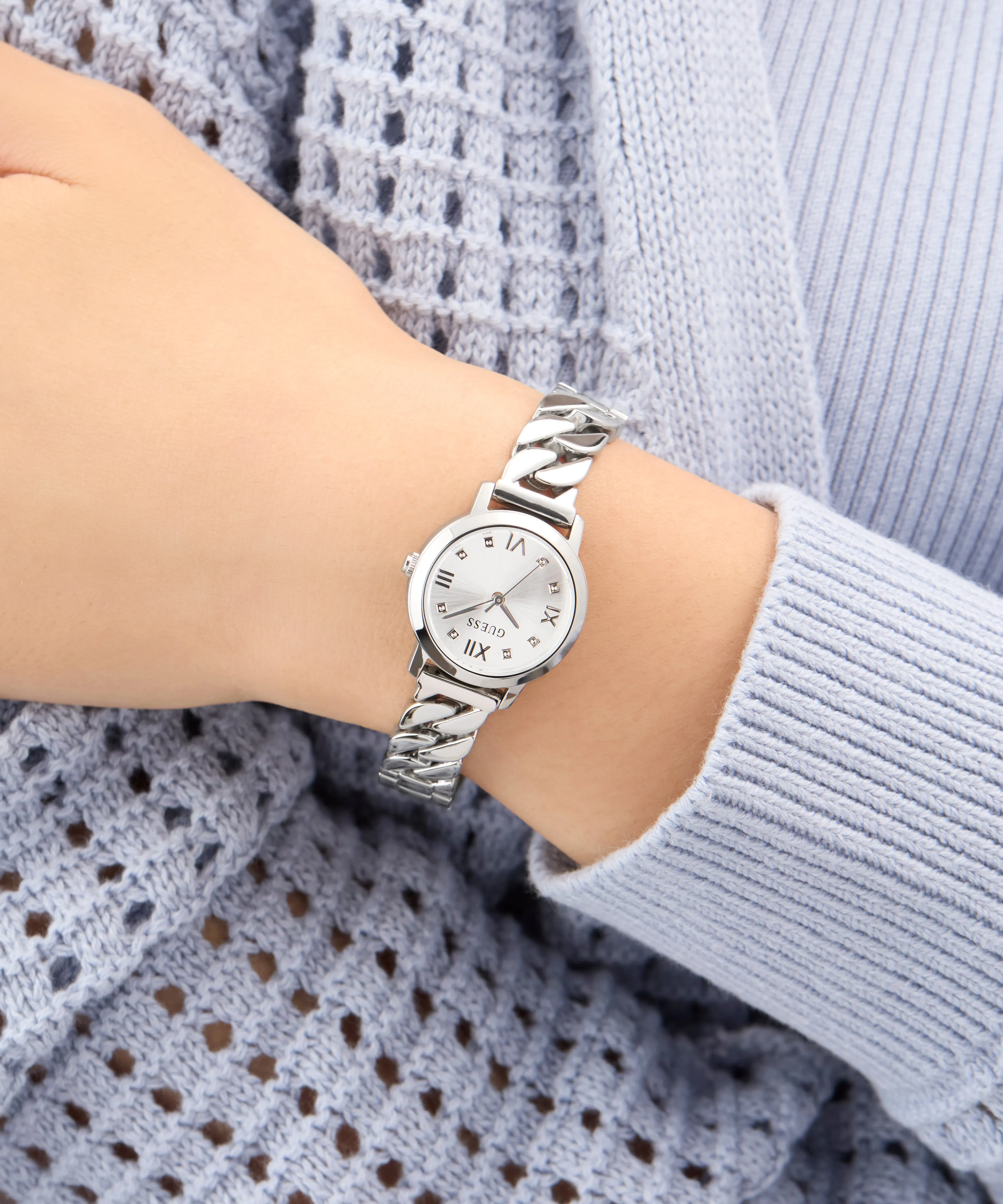 Guess Womens/Mens Silver Watches GUESS Ladies Silver Tone Analog Watch