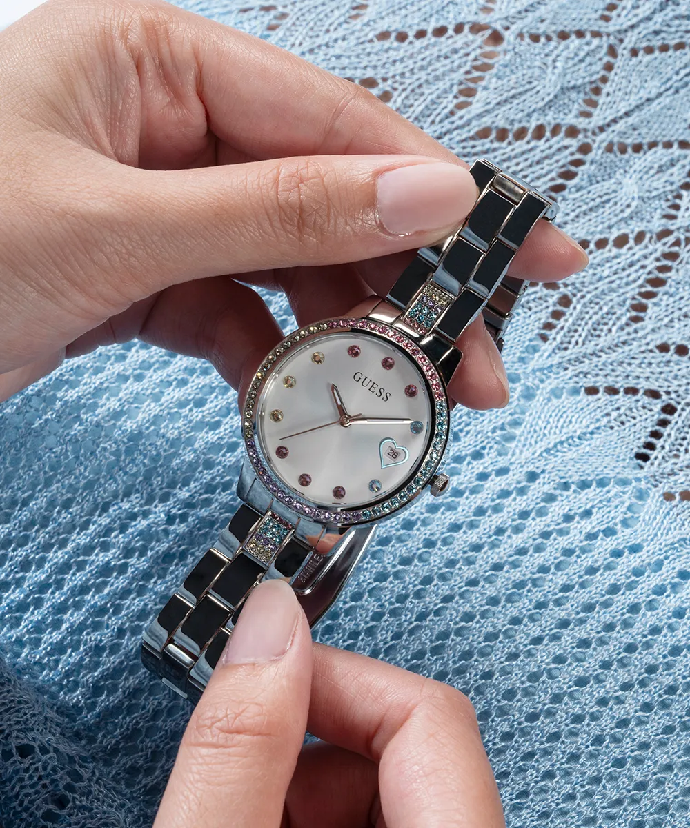 Guess Womens/Mens Silver Watches GUESS Ladies Silver Tone Date Watch
