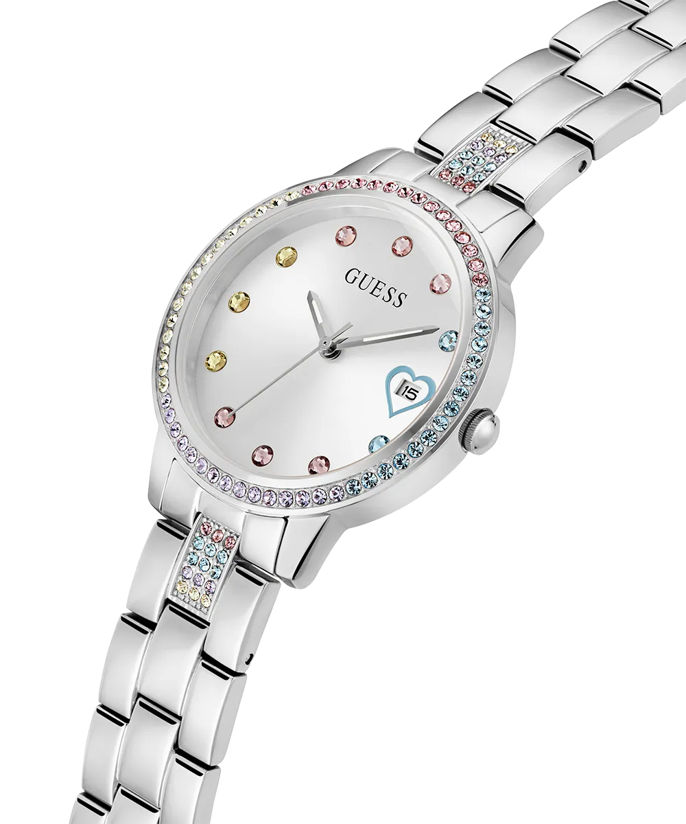 Guess Womens/Mens Silver Watches GUESS Ladies Silver Tone Date Watch