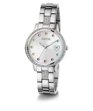 Guess Womens/Mens Silver Watches GUESS Ladies Silver Tone Date Watch