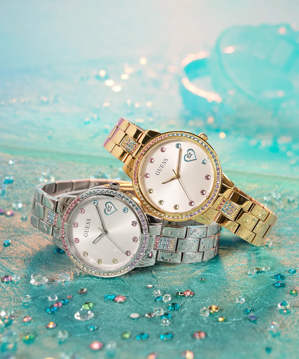 Guess Womens/Mens Silver Watches GUESS Ladies Silver Tone Date Watch