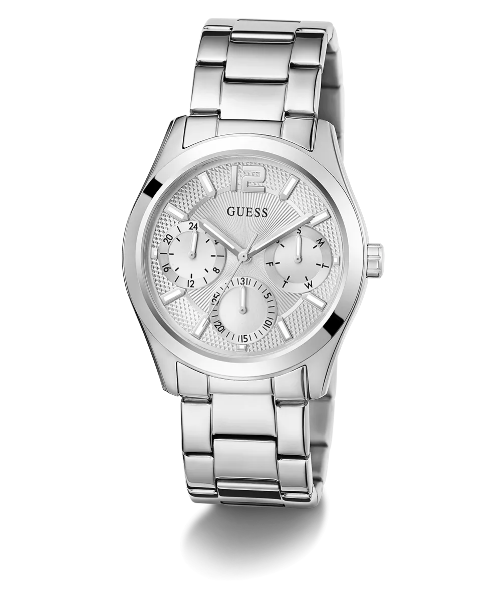 Guess Womens/Mens Silver Watches GUESS Ladies Silver Tone Multi-function Watch