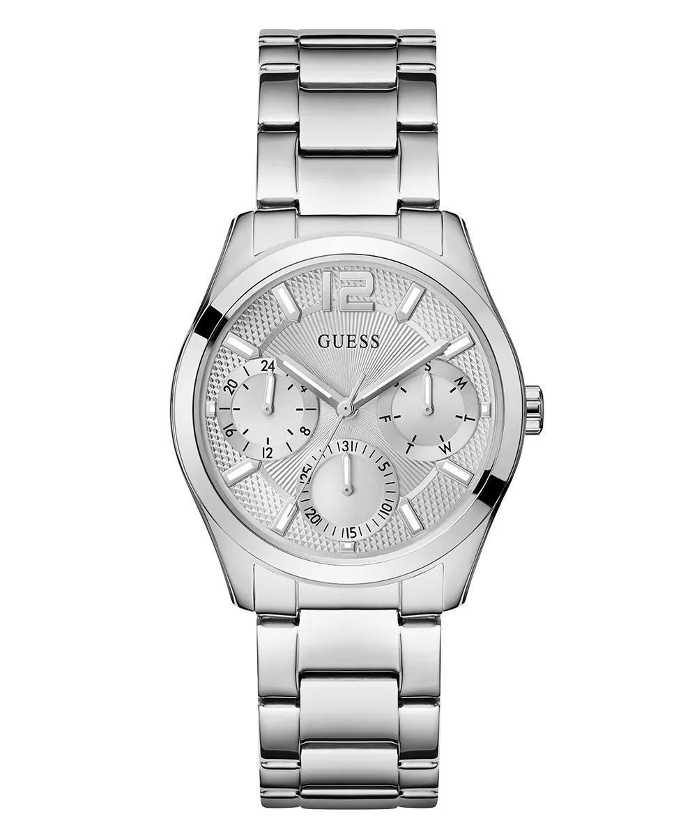 Guess Womens/Mens Silver Watches GUESS Ladies Silver Tone Multi-function Watch