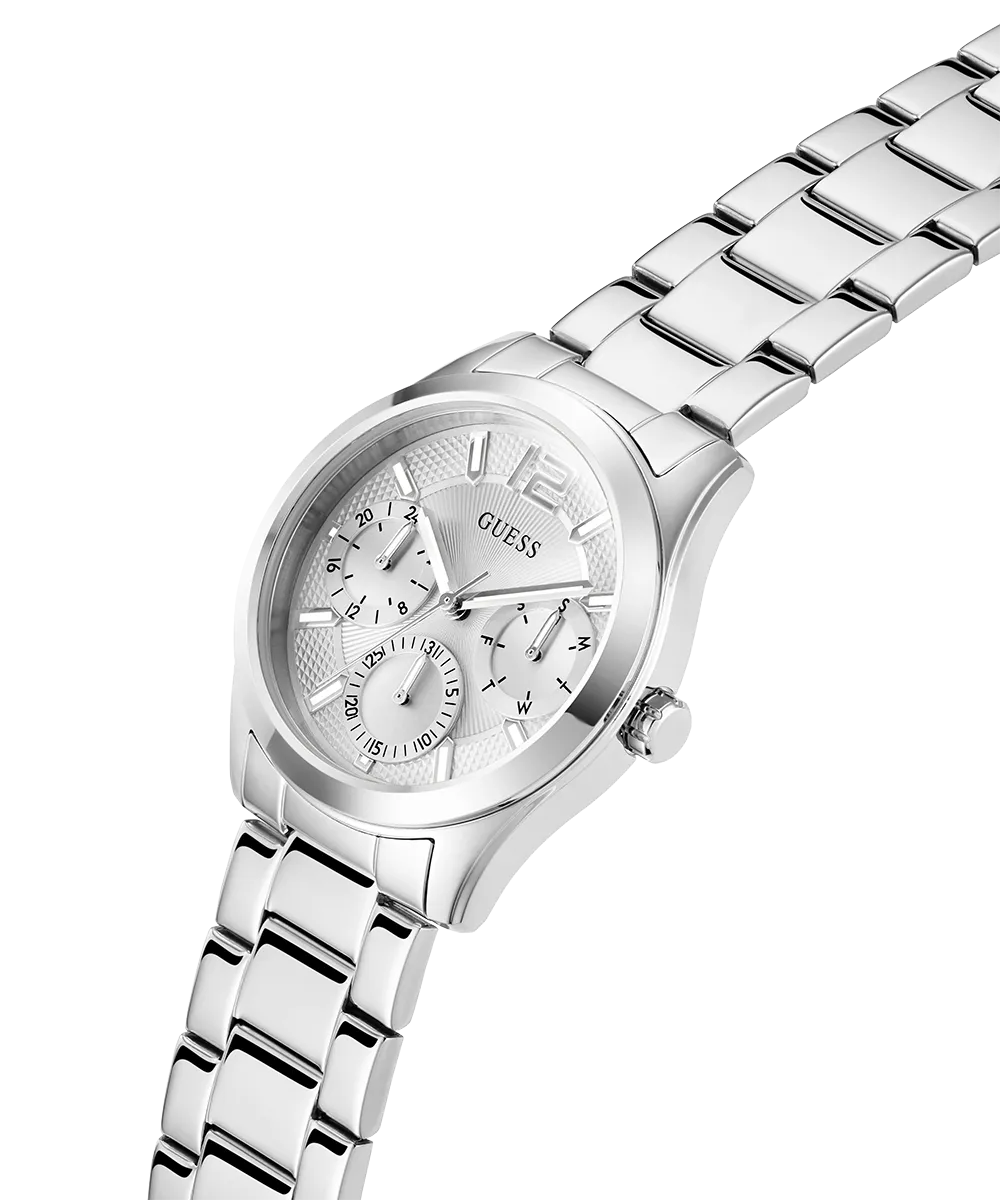 Guess Womens/Mens Silver Watches GUESS Ladies Silver Tone Multi-function Watch