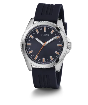 Guess Womens/Mens Silver Watches GUESS Mens Navy Silver Tone Analog Watch