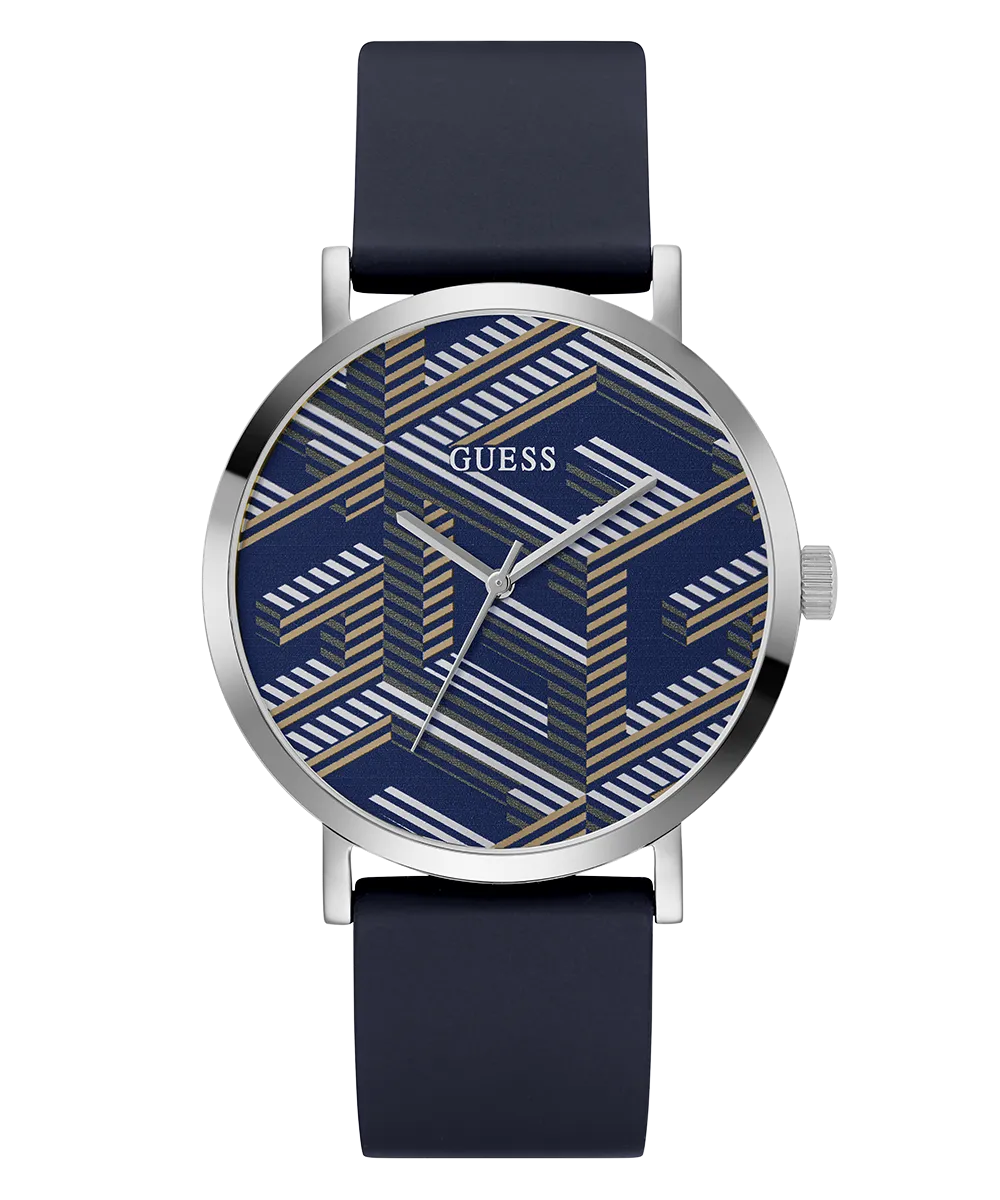 Guess Womens/Mens Silver Watches GUESS Mens Navy Silver Tone Analog Watch