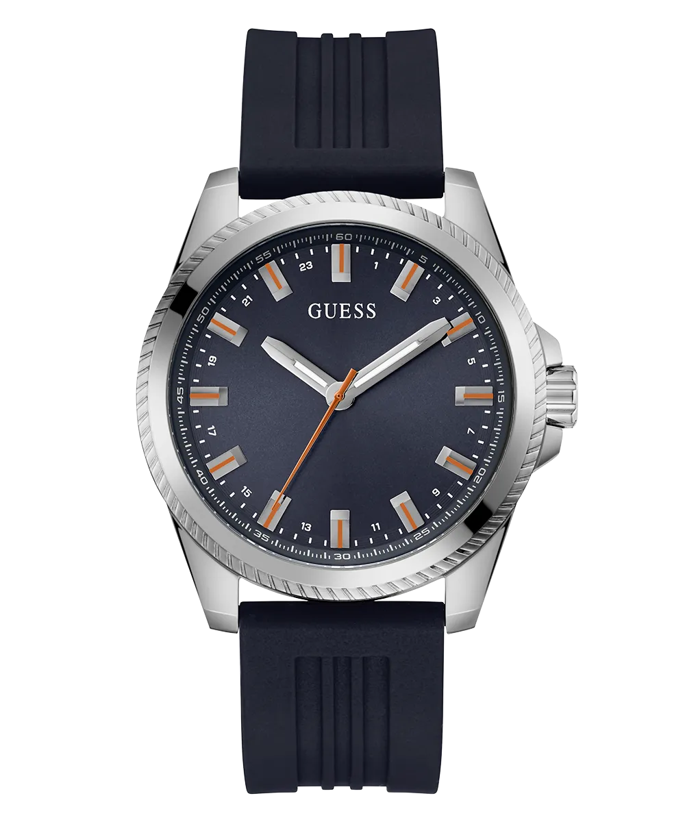 Guess Womens/Mens Silver Watches GUESS Mens Navy Silver Tone Analog Watch