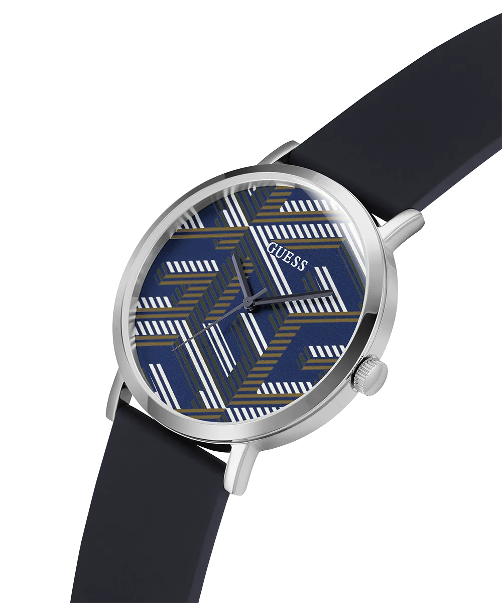 Guess Womens/Mens Silver Watches GUESS Mens Navy Silver Tone Analog Watch