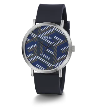 Guess Womens/Mens Silver Watches GUESS Mens Navy Silver Tone Analog Watch