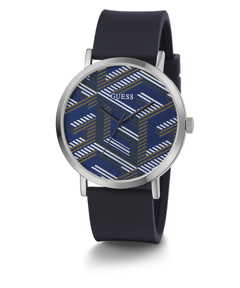 Guess Womens/Mens Silver Watches GUESS Mens Navy Silver Tone Analog Watch