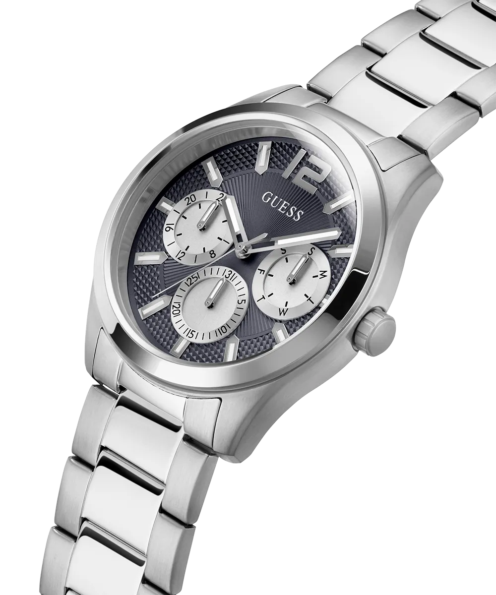 Guess Womens/Mens Silver Watches GUESS Mens Silver Tone Multi-function Watch