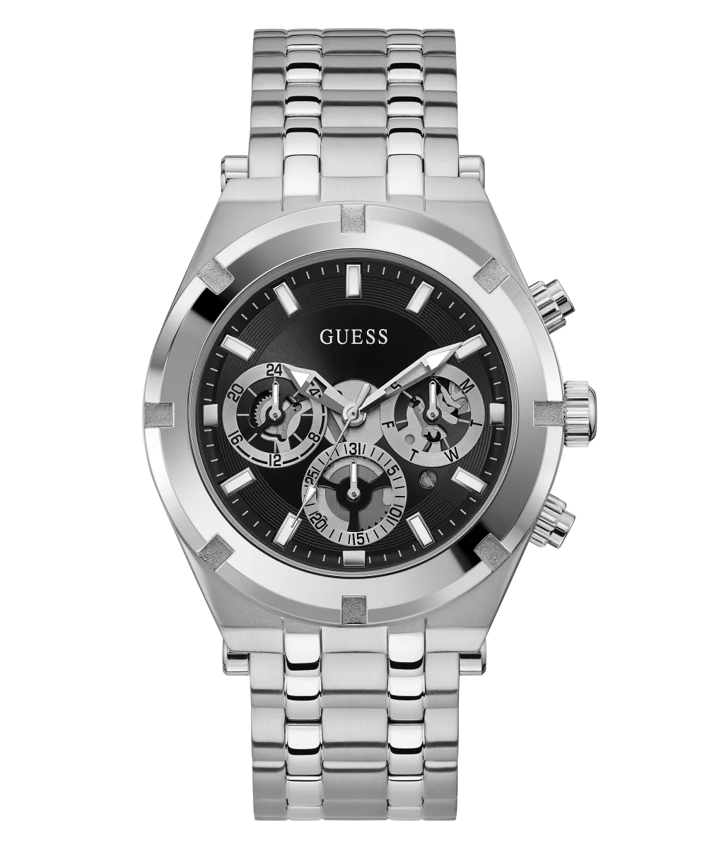 Guess Womens/Mens Silver Watches GUESS Mens Silver Tone Multi-function Watch