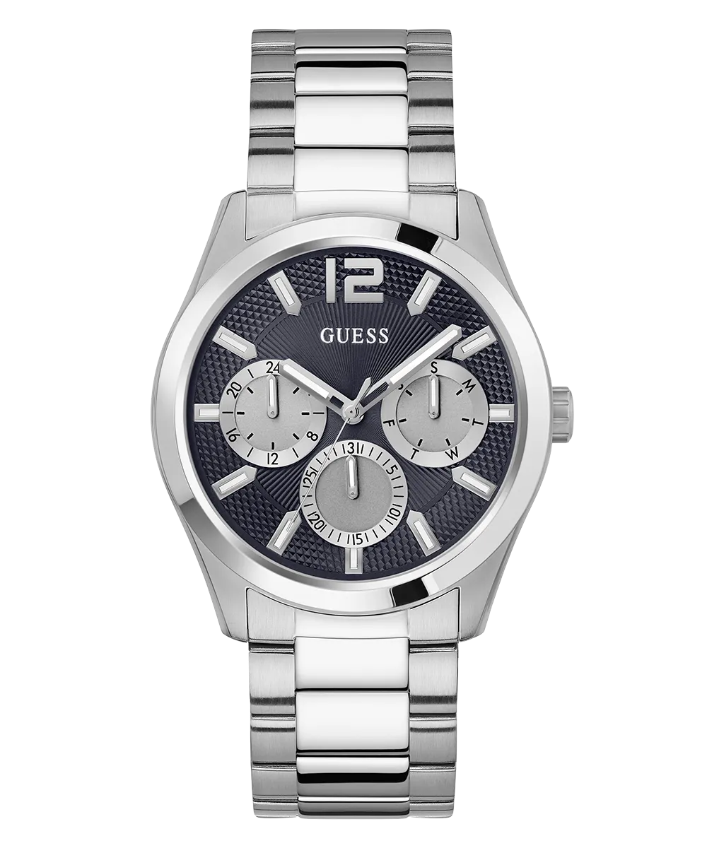 Guess Womens/Mens Silver Watches GUESS Mens Silver Tone Multi-function Watch