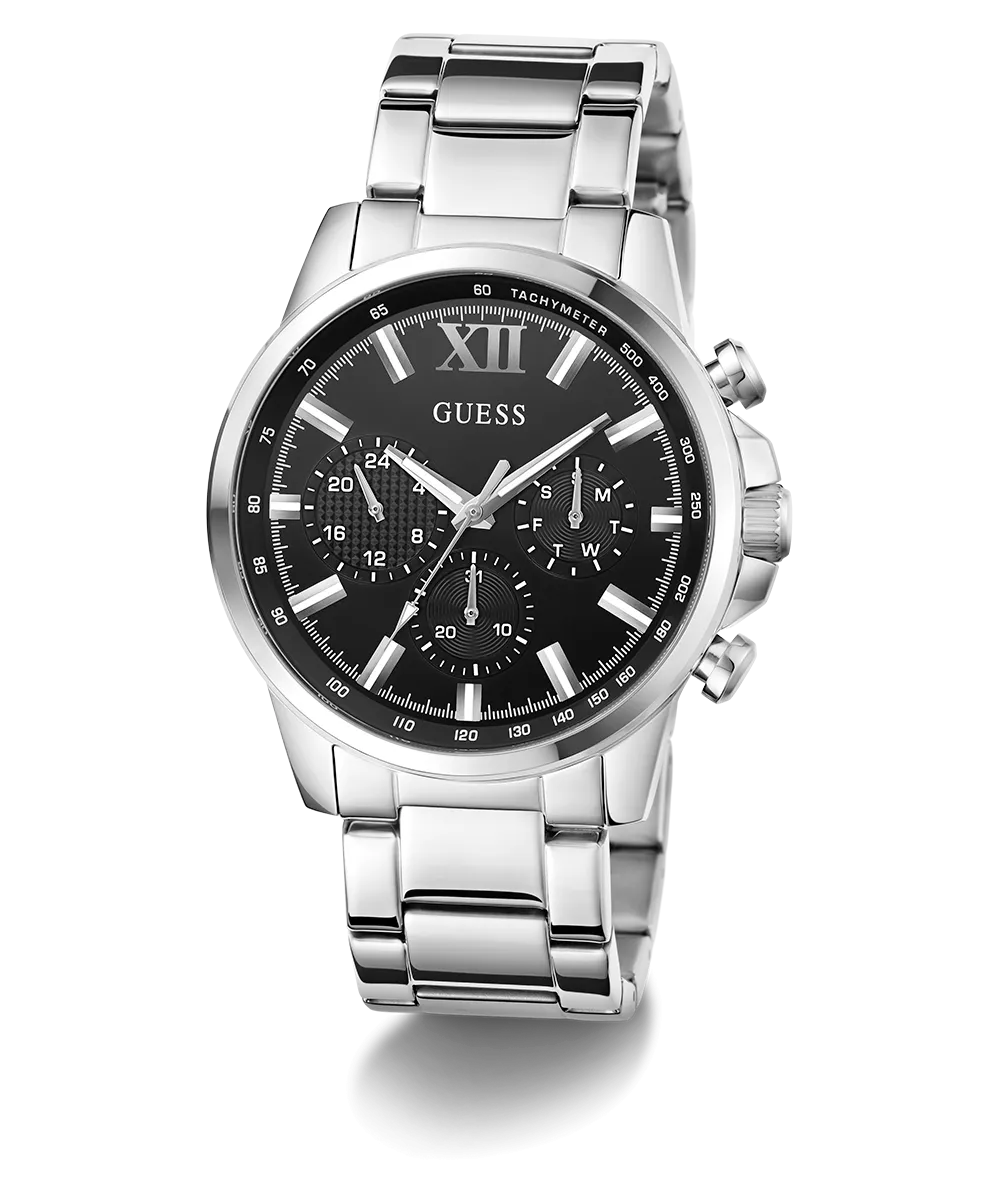 Guess Womens/Mens Silver Watches GUESS Mens Silver Tone Multi-function Watch