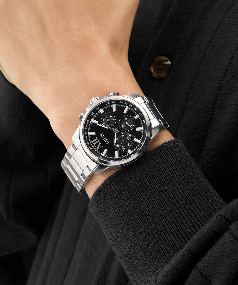 Guess Womens/Mens Silver Watches GUESS Mens Silver Tone Multi-function Watch
