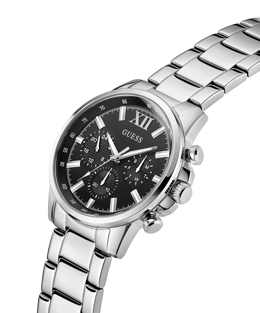 Guess Womens/Mens Silver Watches GUESS Mens Silver Tone Multi-function Watch