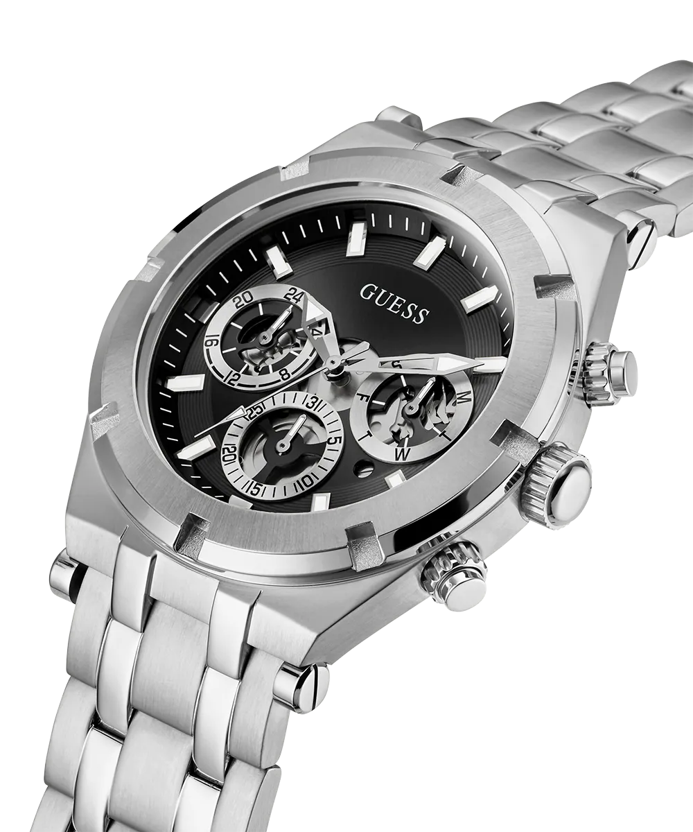 Guess Womens/Mens Silver Watches GUESS Mens Silver Tone Multi-function Watch