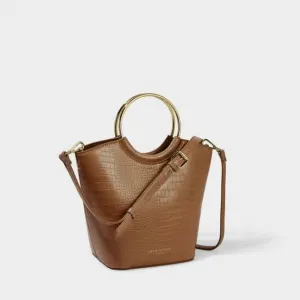 Hallie Hoop Faux Croc Bag in Cognac KLB1944 Katie Loxton Jewelry And Accessories