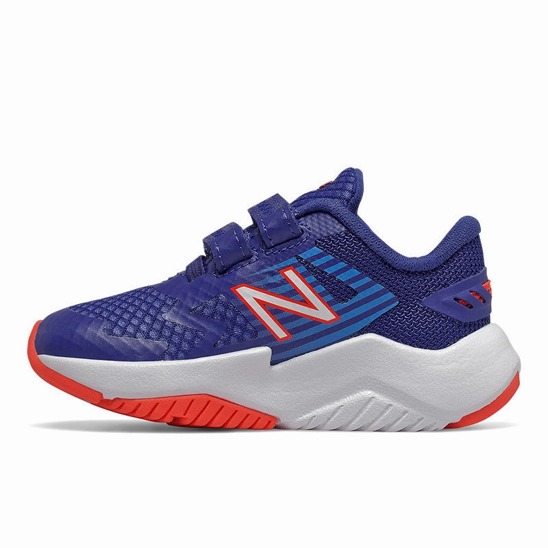 Hook and Loop Rave Run - Marine Blue with Vision Blue and Neo Flame - Toddler New Balance lifestyle shoes