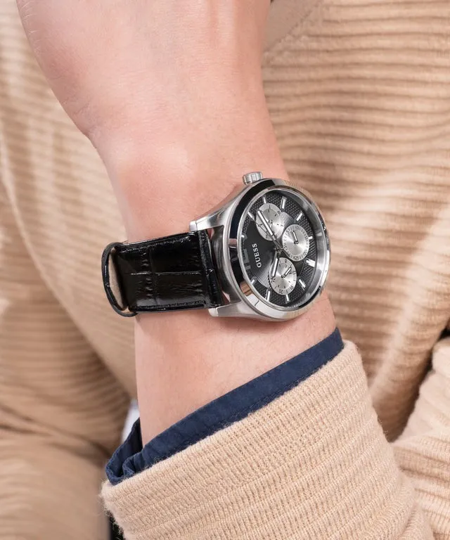 Jewelry Guess Watches Guess Black Leather Zen Watch GW0809G1