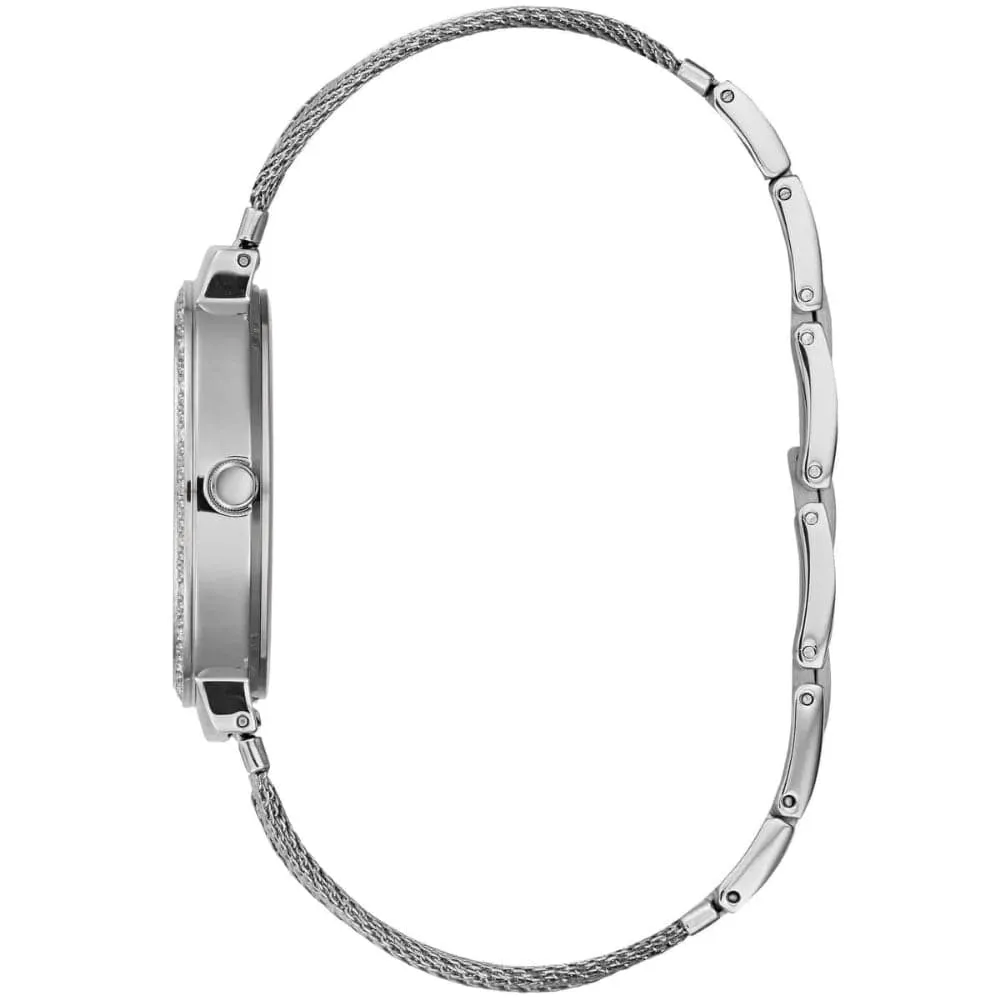 Jewelry Guess Watches GUESS CHIFFON SILVER STAINLESS STEEL W1083L1 MESH STRAP WOMEN'S WATCH