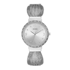 Jewelry Guess Watches GUESS CHIFFON SILVER STAINLESS STEEL W1083L1 MESH STRAP WOMEN'S WATCH