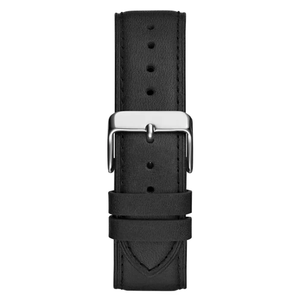Jewelry Guess Watches Guess Silver Tone Multi-function Black Leather Men's Watch GW0709G1