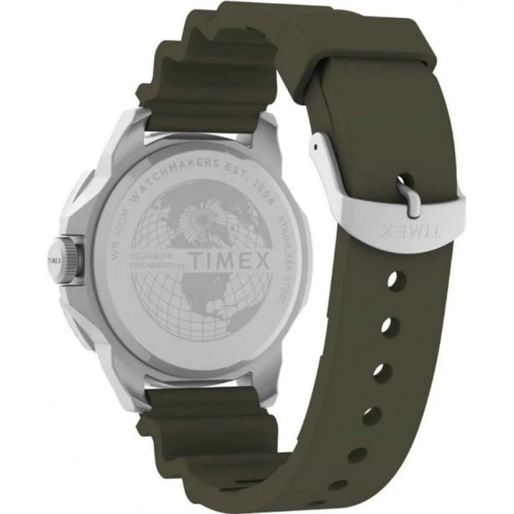 Jewelry Timex Watches Timex Analog Green Dial And Silicon Strap Men Watch TW2V40700
