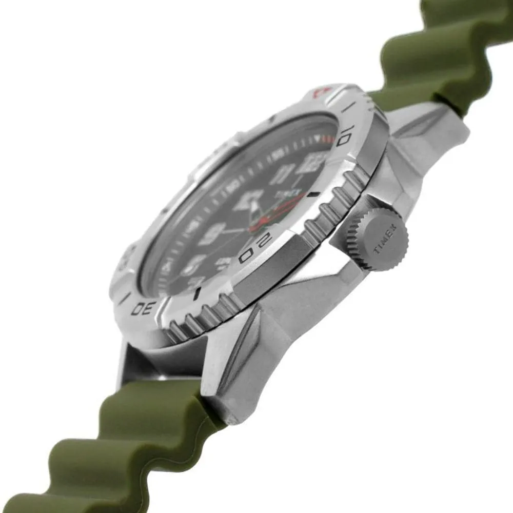 Jewelry Timex Watches Timex Analog Green Dial And Silicon Strap Men Watch TW2V40700