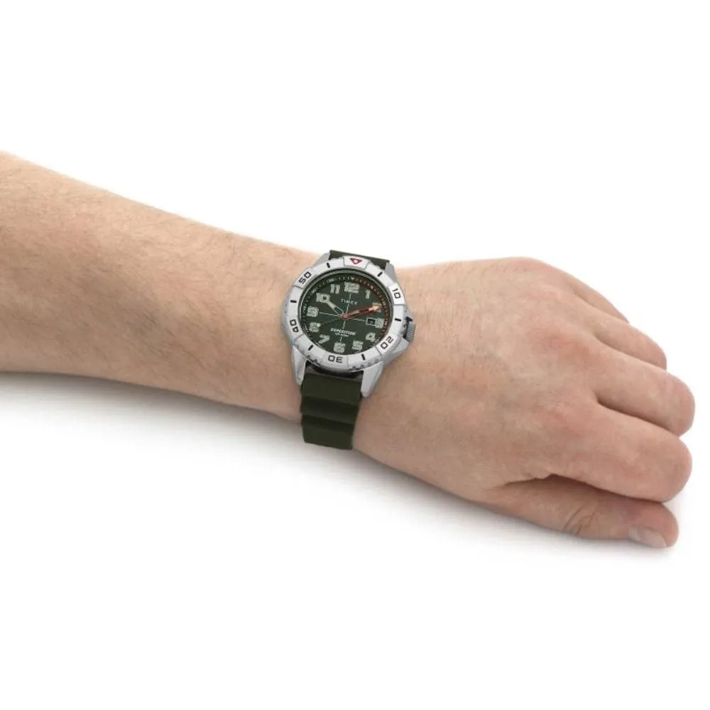 Jewelry Timex Watches Timex Analog Green Dial And Silicon Strap Men Watch TW2V40700