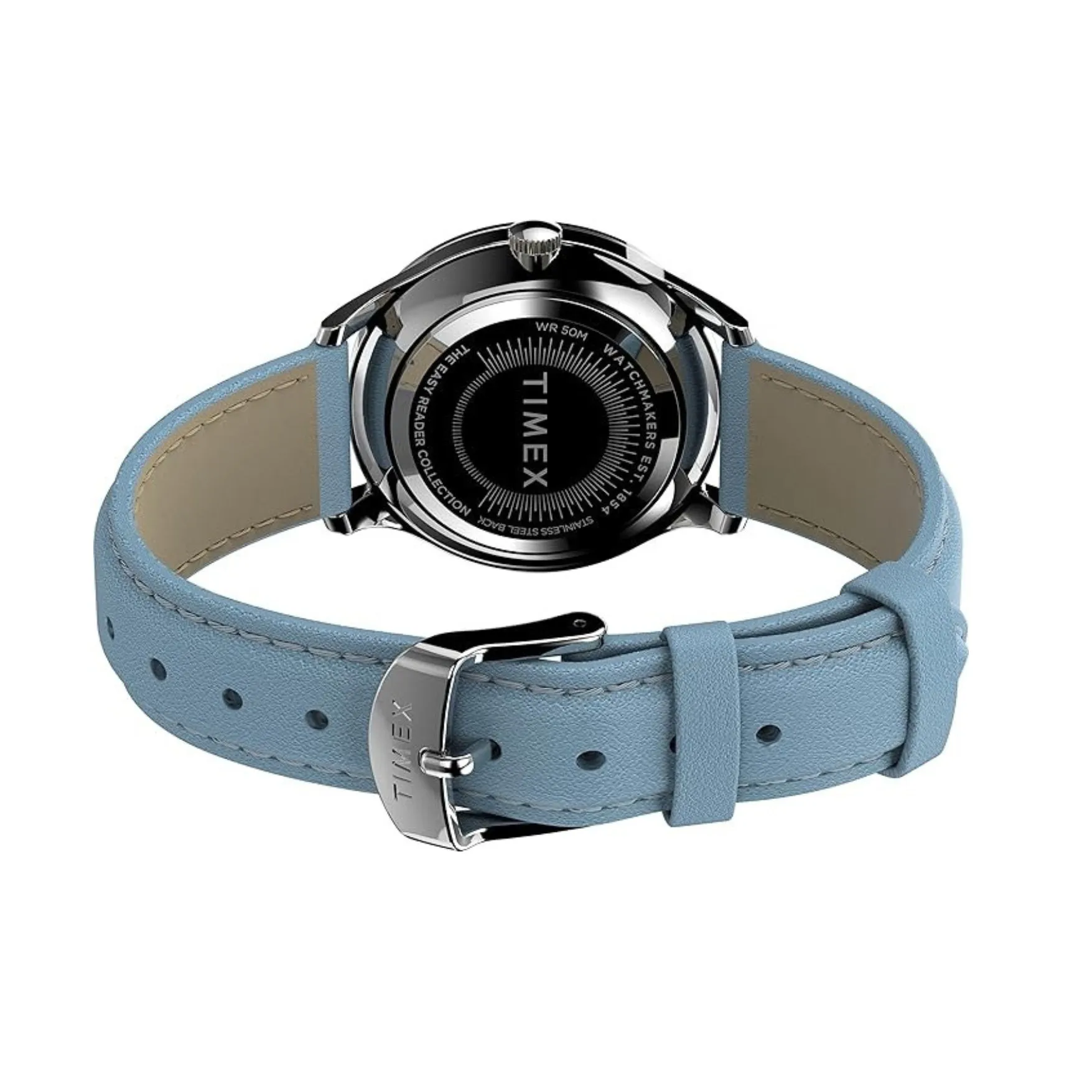Jewelry Timex Watches TIMEX EASY READER BLUE LEATHER STRAP WATCH TW2V25300