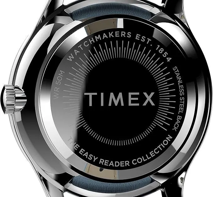 Jewelry Timex Watches TIMEX EASY READER BLUE LEATHER STRAP WATCH TW2V25300