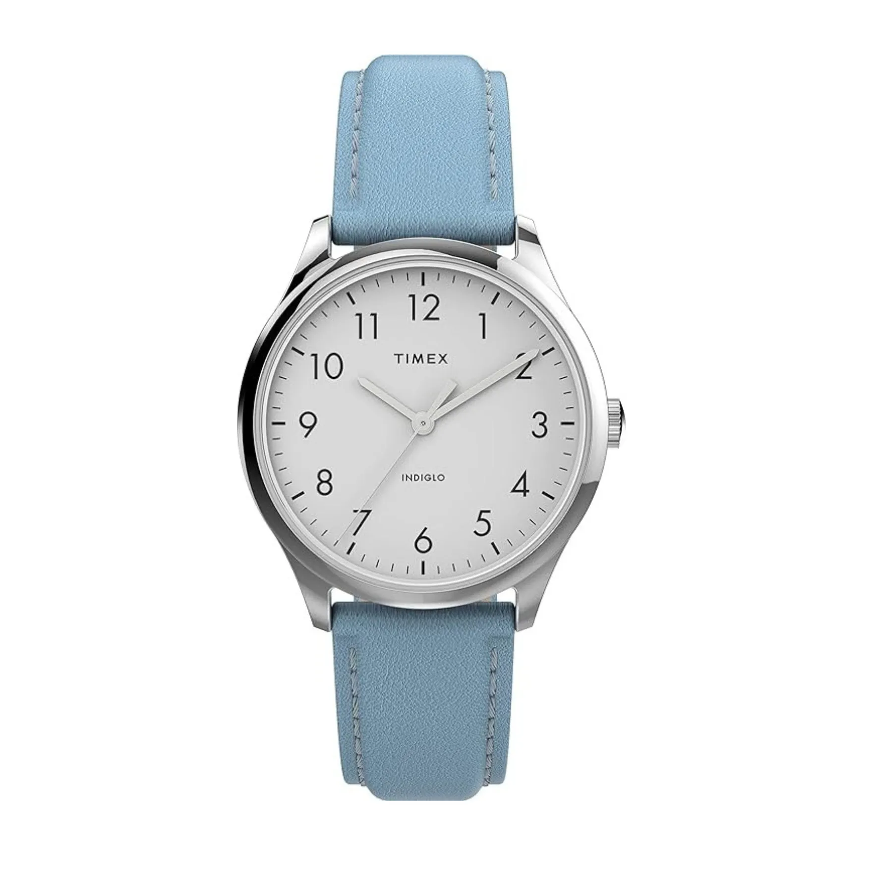 Jewelry Timex Watches TIMEX EASY READER BLUE LEATHER STRAP WATCH TW2V25300